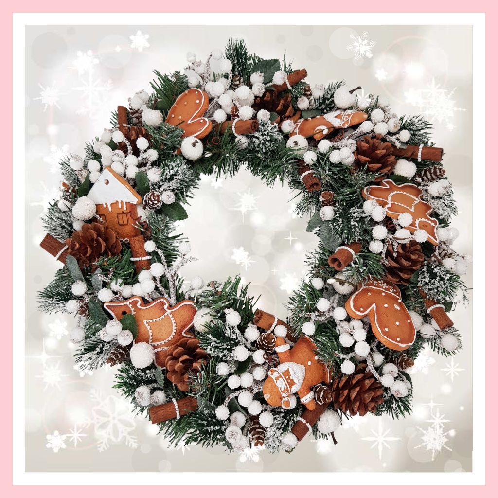Snow - Christmas garland with pine cones