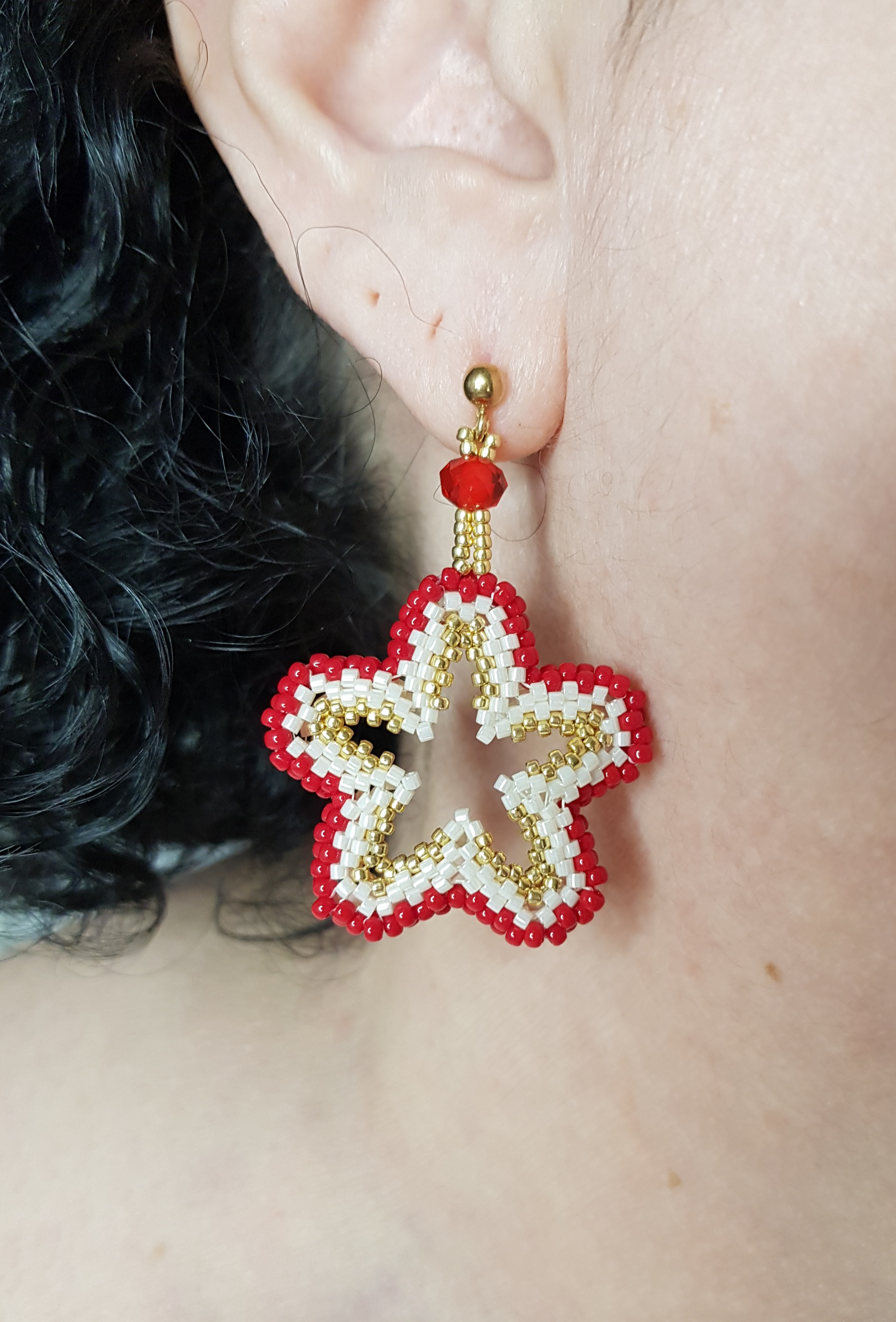 Red flower - Particular hanging earrings