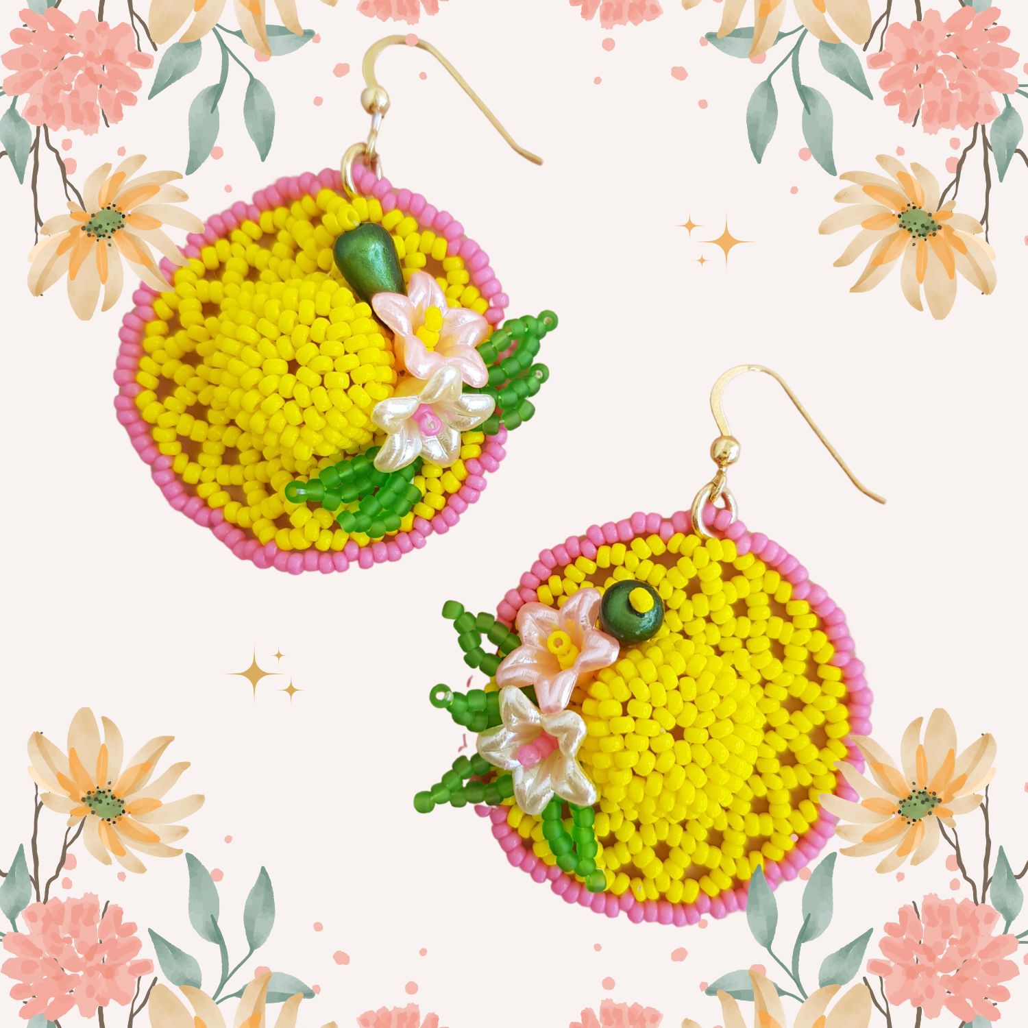 Audrey Yellow - Particular handcrafted earrings